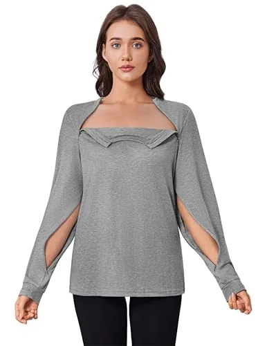 Women's Long-Sleeve Port-Access Shirt, Light Gray