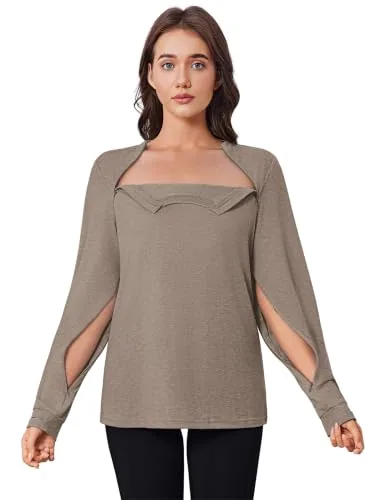 Women's Long-Sleeve Port-Access Sweatshirt, Light Brown