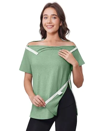 Women's Short-Sleeve Tear-Away Shirt, Light Green