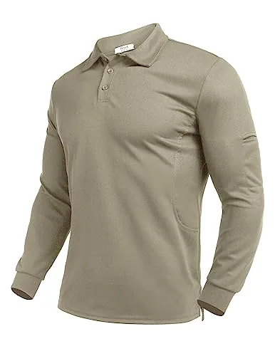 Men's Long-Sleeve Polo, Khaki