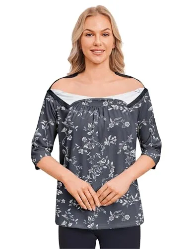Women's 3/4-Sleeve Tear-Away Shirt II, Black Print