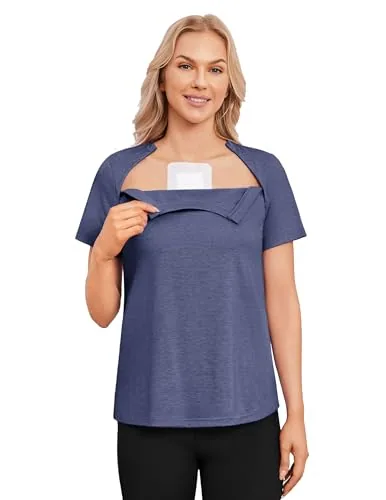 Women's Short-Sleeve Tear-Away Shirt V, Navy Blue