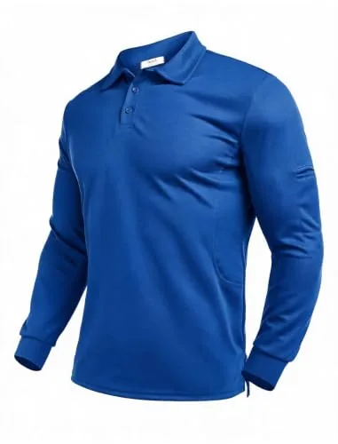 Men's Long-Sleeve Polo, Royal Blue