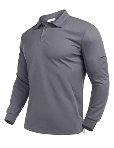 Men's Long-Sleeve Polo, Grey