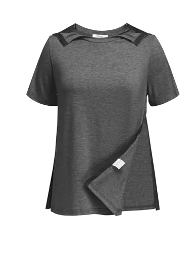 Women's Short-Sleeve Tear-Away Shirt, Dark Gray