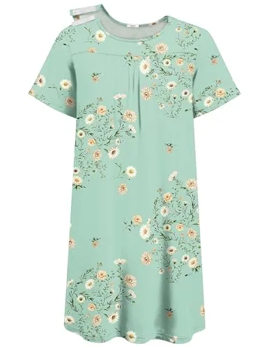 Women's Hospital Gown X, Light Green Flower Print