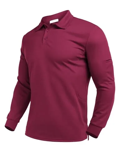 Men's Long-Sleeve Polo, Drak Red