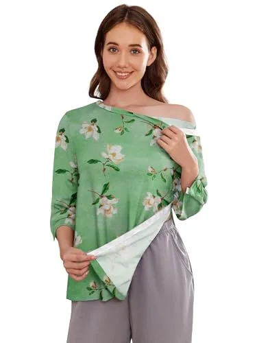 Women's Hospital Gown II, Green Print