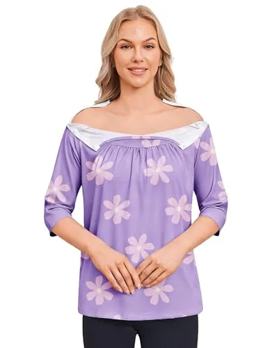Women's 3/4-Sleeve Tear-Away Shirt II, Purple Print