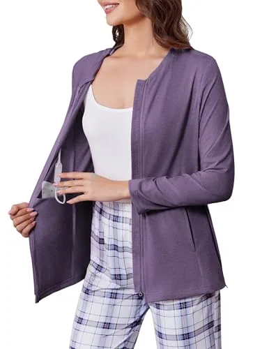 Women's Long-Sleeve Mastectomy Shirt, Dark Purple