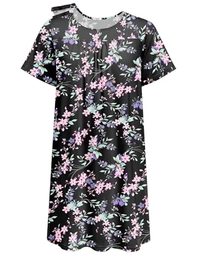 Women's Open-Back Nightgown, Black Print