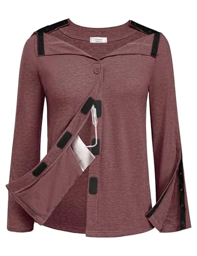Women's Mastectomy Shirt VII, Dark Red