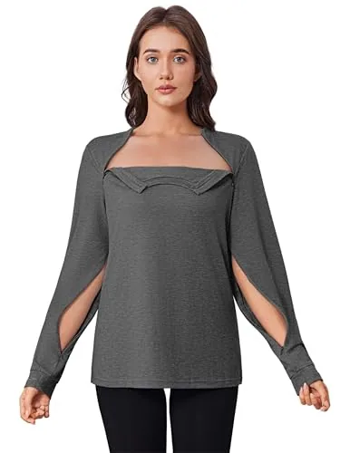 Women's Long-Sleeve Port-Access Shirt, Dark Gray
